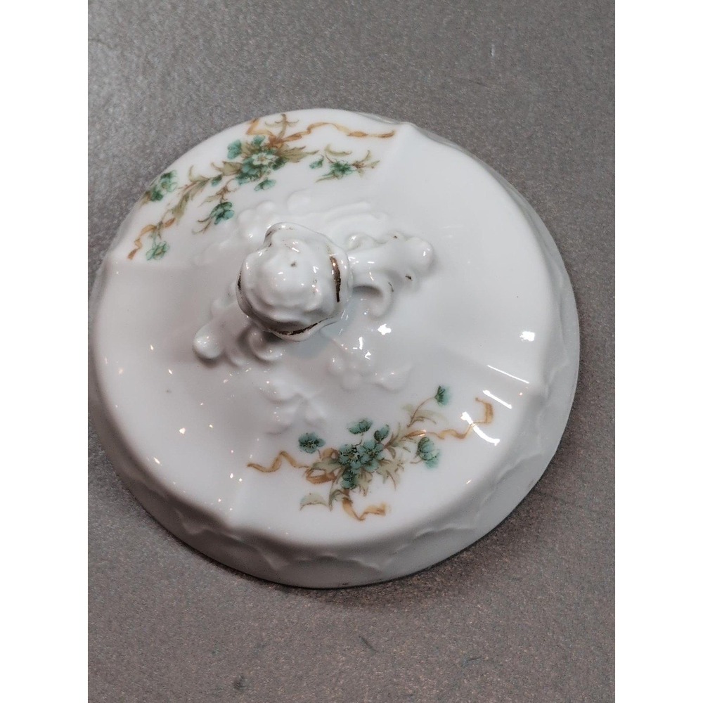 Antique Hermann Ohme Eglantine Porcelain Covered Sugar Bowl Germany Floral Gold - Picture 7 of 13